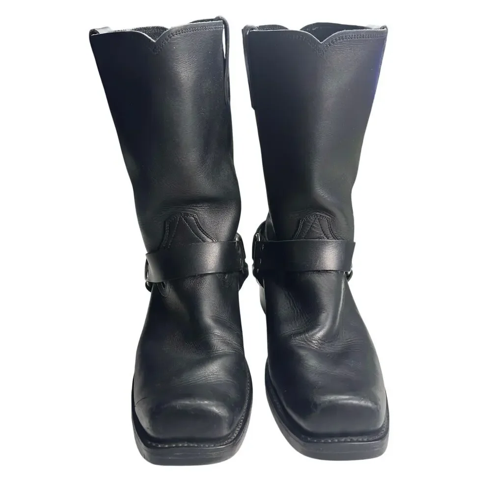 Durango | Men | Oiled Black Harness Biker Full Grain Leather Boots | Sz 11.5 EE
